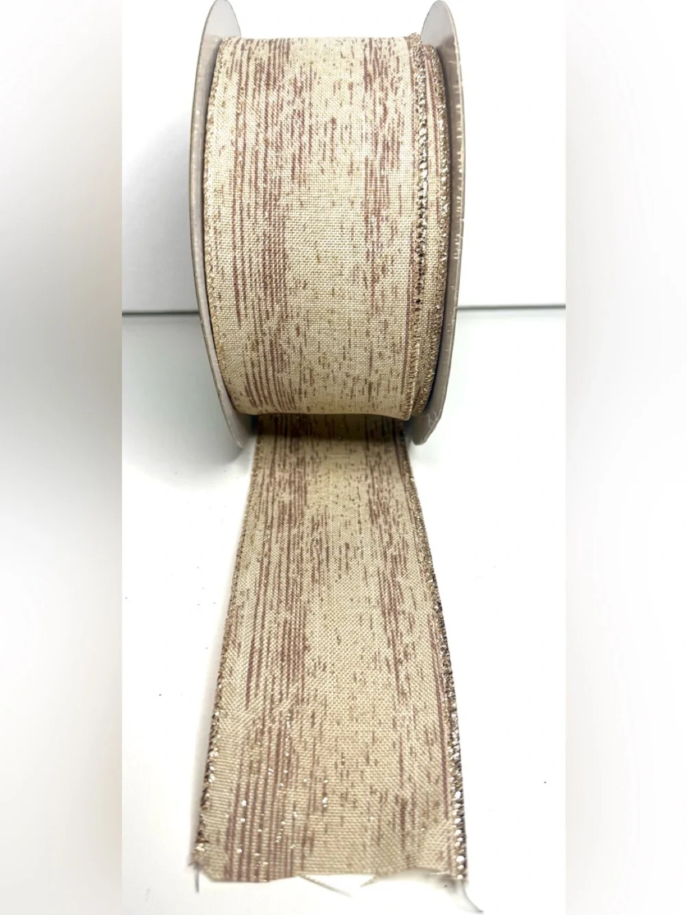Member's Mark Premium Natural Beige Wired Edge Ribbon - Beige